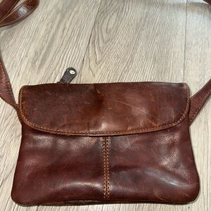 Sopresa Brown Leather Small Organizer Crossbody Bag Purse